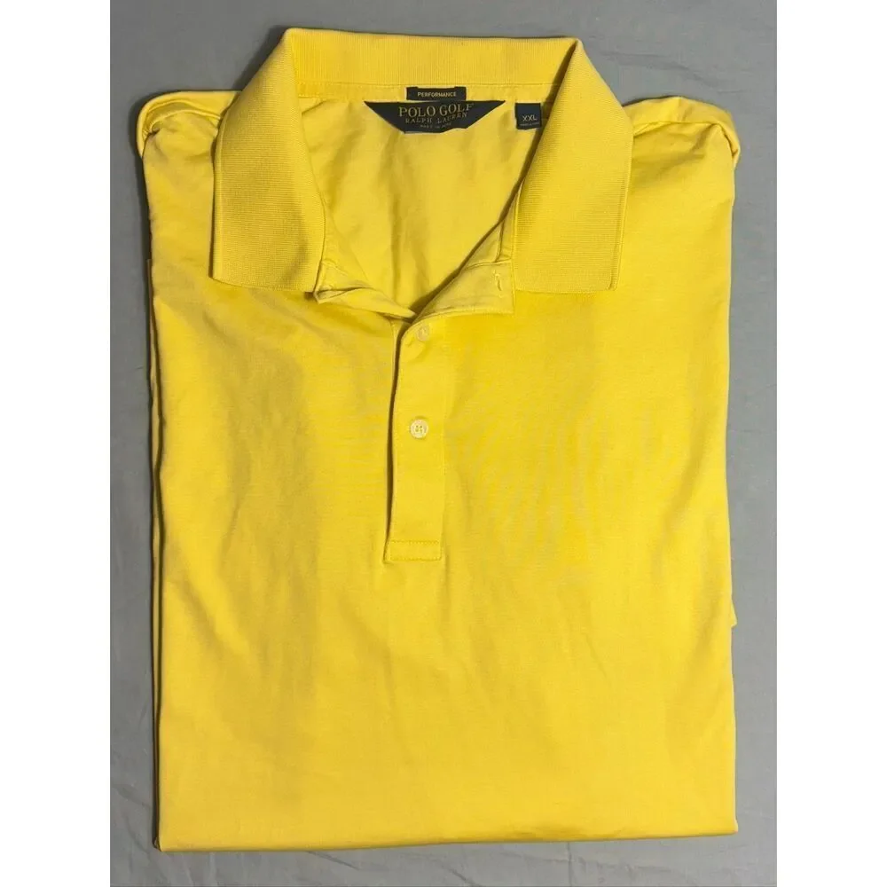 Polo Golf Ralph Lauren Mens 2XL XXL Yellow Polo Flaw Solid Color